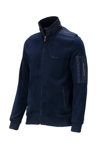Shinzone Erkek Standart Fit Kol Cepli Fermuarlı Lacivert Sweatshirt