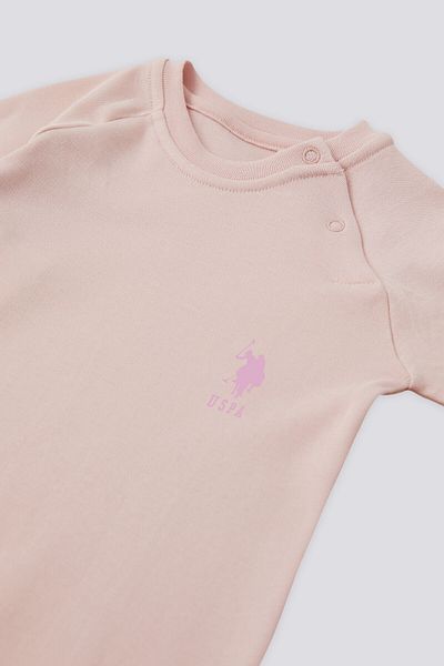 U.S. Polo Assn. بذلة للفتيات الصغيرات باللون الوردي البودرة المرخصة من US Polo Assn