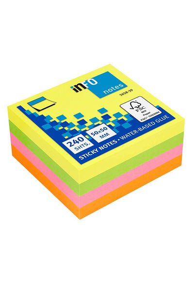 KARADENİZ DİJİTAL info notes 50X50 mm 240 sheets YELLOW-GREEN-PINK-ORANGE MIXED COLOR postit, adhesive note paper