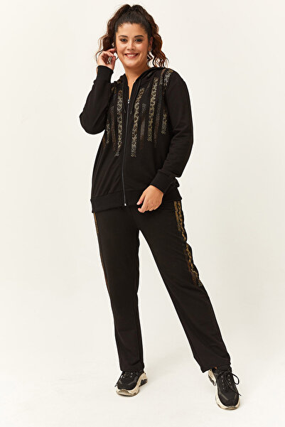 Ebsumu Γυναικείο σετ αθλητικής φόρμας με σχέδιο λεοπάρ πέτρας μεγάλου μεγέθους