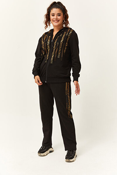 Ebsumu Γυναικείο σετ αθλητικής φόρμας με σχέδιο λεοπάρ πέτρας μεγάλου μεγέθους