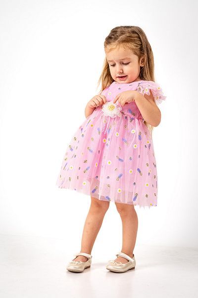 DFN Rochie din tul cu flori pentru fete Rochie de zi de nastere