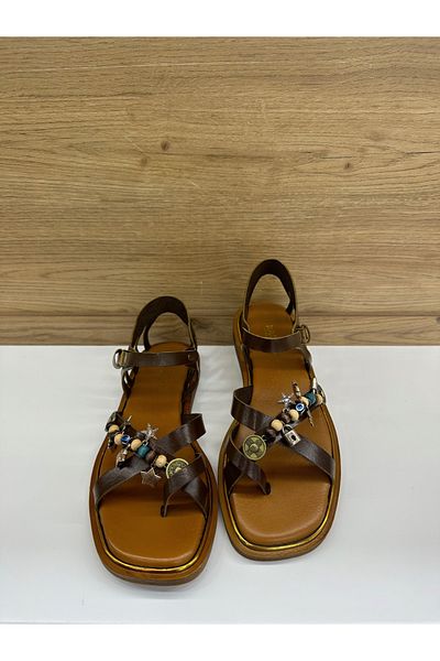 Rachel Sandale casual de damă din piele maro Milano 3738