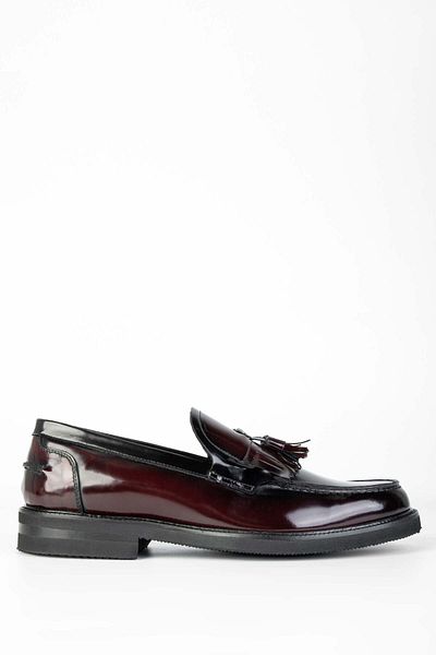 Tamer Tanca Men's Genuine Leather Burgundy Opening Loafer Shoes