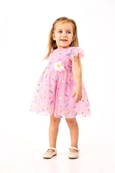 DFN Rochie din tul cu flori pentru fete Rochie de zi de nastere