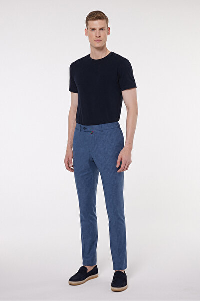 Andrea Nicolotti Pantaloni din stofă albastru petrol 2853-4