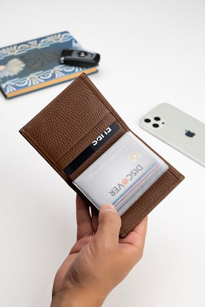Niki Leather Унисекс портфейл за карти Alex Tan от естествена кожа
