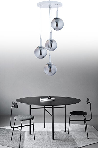 ŞL Şef Light Sarkıt Parla Beyaz Tepsi 4'Lü Füme Camlı Avize