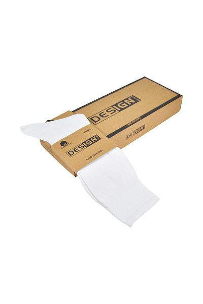 Design Socks Ανδρικές λευκές 100% βαμβακερές κάλτσες (6 ζευγάρια) σε ειδικό κουτί Kraft - Κάλτσες με σχέδια