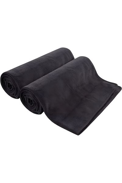 İzgi Concept Set of 2 Black Sports Towels 50x90 Hand and Face Towels 100% Cotton Micro Cotton BLCK V2 Night Black