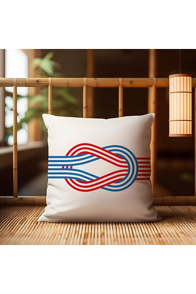 Karma Home Boat/Marine Group White Red Blue Sailor Knot Patterned Double Sided Digital Printed Throw Pillow Cover