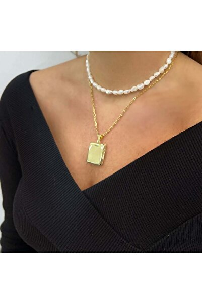 byBurak GOLD Açılır Kapaklı Kare Kolye Ucu – KLU0374