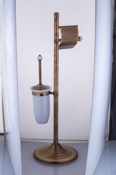 İSAOĞLU YAPI Antique Gold Footed Toilet Paper Holder Complete Brass Toilet Paper Holder And Brush Holder