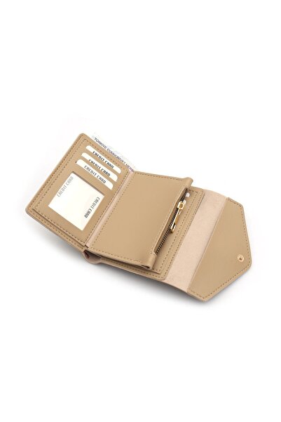 Womancraft Αξεσουάρ γυναικείο πορτοφόλι μπεζ τσάντα