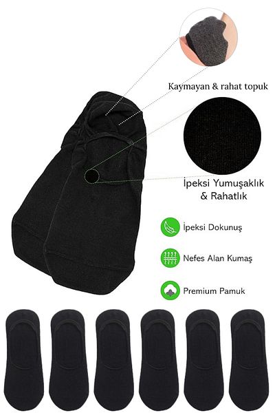 KRAL SOCKS Sosete de balerină anti-transpirație din bumbac, cu model simplu, pentru bărbați (6 perechi)