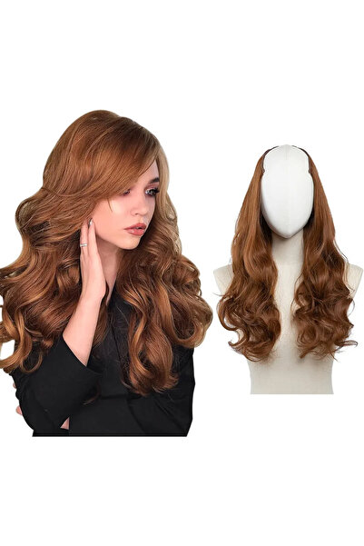 AKOLİFE Karamel U Part Yarımay Çıt Çıt Postiş - Tam Baş Yarım Ay Peruk Saç