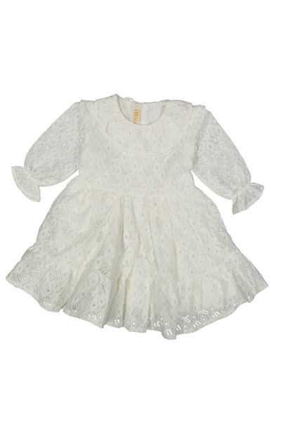 Mama and Miel Kız Çocuk Kız Bebek Fırfır Yakalı Pamuk Dantel Elbise