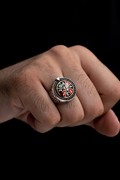 OSMANLI GÜMÜŞ Las Vegas Rulet Model Döner Başlı Erkek Gümüş Yüzük