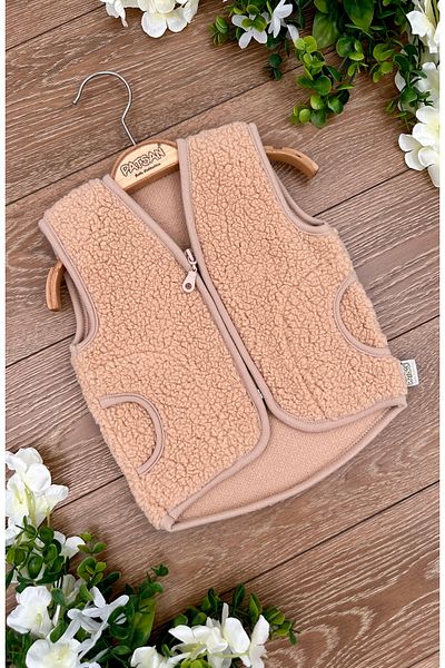 PATSAN Teddy Plush Baby Vest with Zipper Pocket