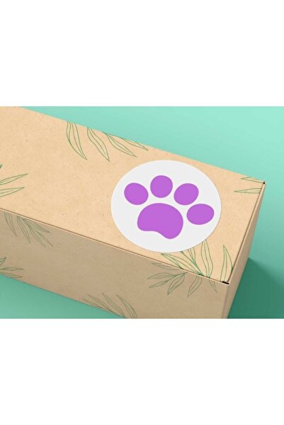 bisaccia Pembe Paw Sticker Kedi Köpek Pati Pençe Beyaz Arkaplan Yuvarlak Mat ...