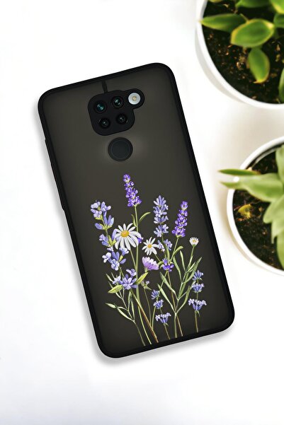 mooodcase Xiaomi Redmi Note 9 Uyumlu Lavender Desenli Buzlu Şeffaf Lüx Telefon Kılıfı