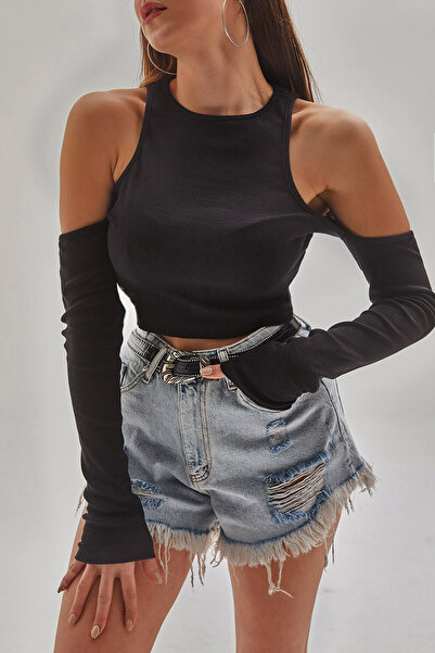 Bianco Lucci Dámská žebrovaná halenka s nízkým střihem na ramenou60121001