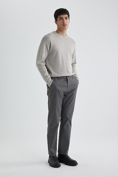 DeFacto Normale Passform, Reißverschlusstasche, gerades Bein, Gabardine-Chino-Canvas-Hose B2088ax24sp