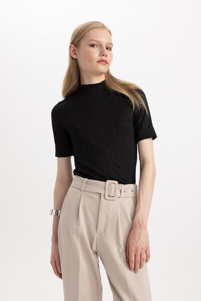 DeFacto Μπλουζάκι με κοντό μανίκι καμιζόλ με μισό ζιβάγκο B1177ax24sp