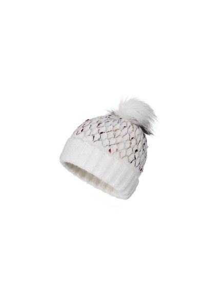 Fonem Soft Textured Pompom Women's Carpi Beanie FO 2611 Ecru