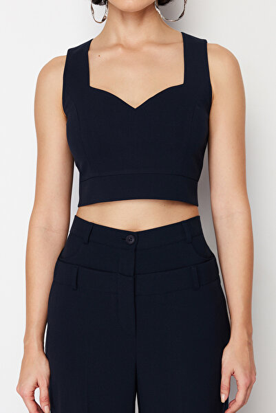 Trendyol Collection Sötétkék szőtt termésből készült blúz TWOSS24BZ00332