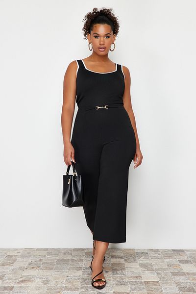 Trendyol Curve Schwarze, detaillierte, weit geschnittene Strickhose von Aksesusar TBBSS24AR00008