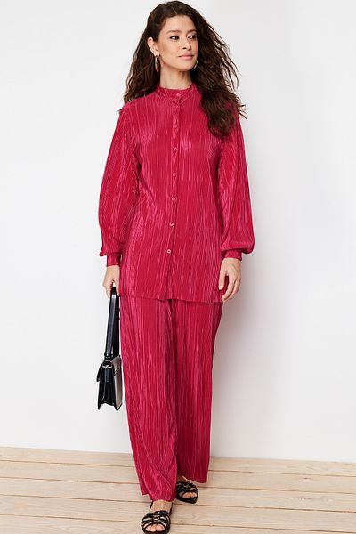 Trendyol Modest Fukszia redős kötött felső és alsó készlet TCTSS24US00040
