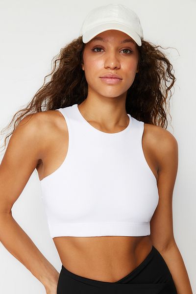 Trendyol Collection White Back Reflector Print Detailed Supported/Shaping Knitted Sports Bra THMSS24SS00001