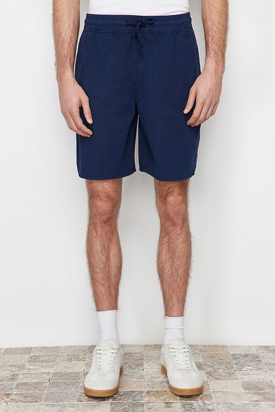 Trendyol Collection Σορτς βερμούδας με κορδόνι με κανονική εφαρμογή σε μπλε μπλέ - TMNSS24SR00006
