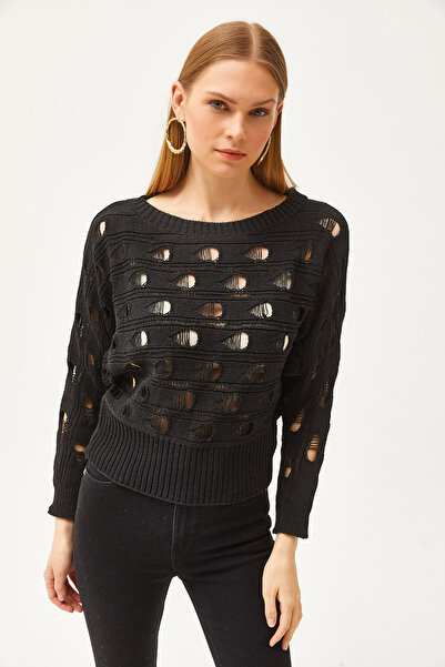 Olalook Dámská sezónní blůza z úpletu černá Big Hole Bat BLZ-19002503