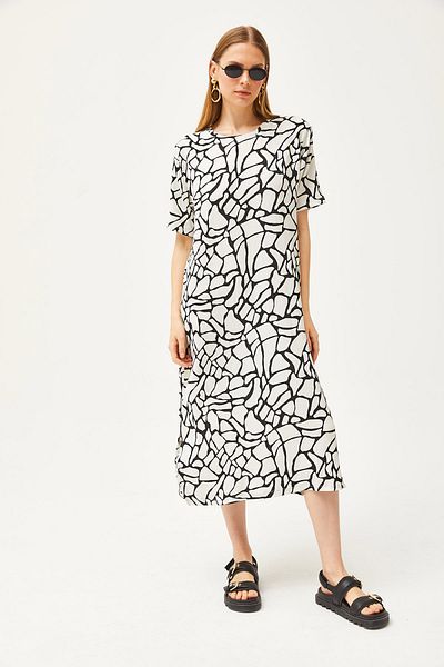 Olalook Bürümcük Stone Ecru oversize šaty s bočním rozparkem ELB-19001880