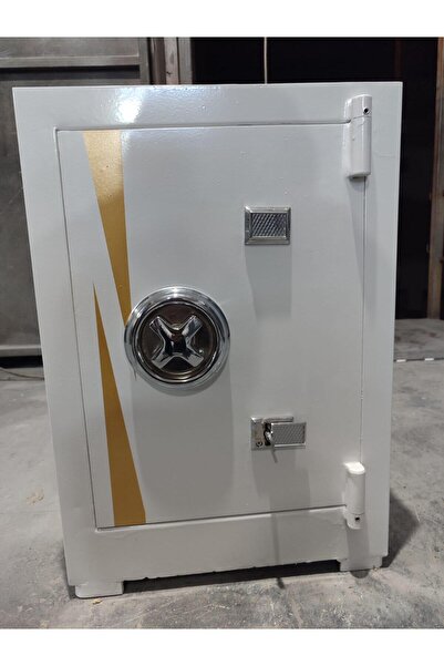 ömer faruk 55 CM BEYAZ ALTIN ÇİZGİ ANAHTARLI ÇELİK PARA KASASI