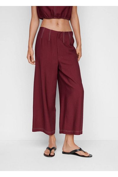 MANGO Woman Pantaloni culotte cu detaliu de cusut
