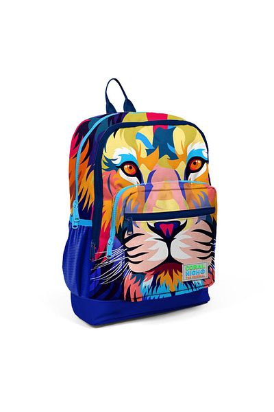 Yaygan Coral High Kids Lion Patterned 4 Compartment School Backpack - 23741