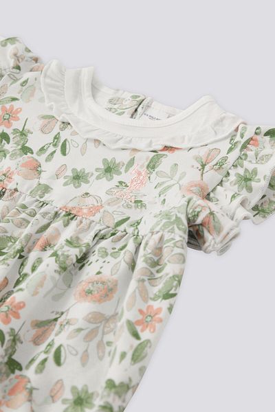 U.S. Polo Assn. US Polo Assn Licensed Leaf Cream Baby Girl Jumpsuit