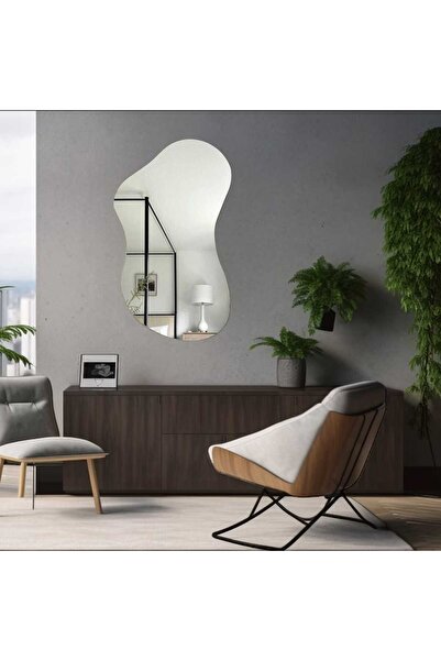 Fkctasarım Asimetrik Dalgalı Dekoratif Ayna Duvar Dekoru(50X30CM)