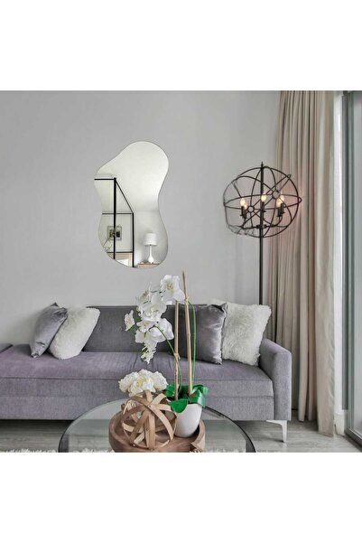 Fkctasarım Asimetrik Dalgalı Dekoratif Ayna Duvar Dekoru(60X35CM)