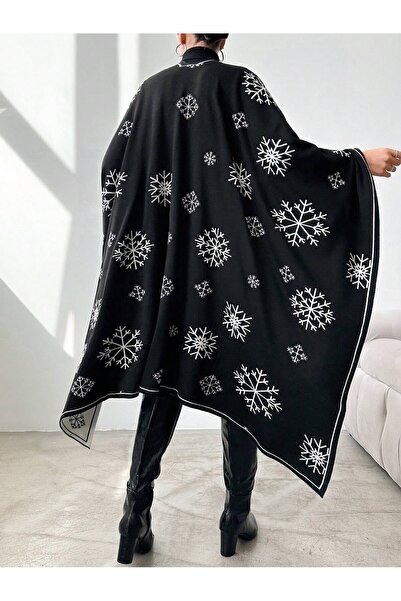 Kayaka triko women's double-sided usable snow patterned shawl poncho