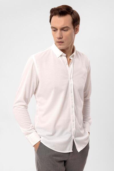 SÜVARİ Manşetli Slim Kalıp Armürlü Gömlek