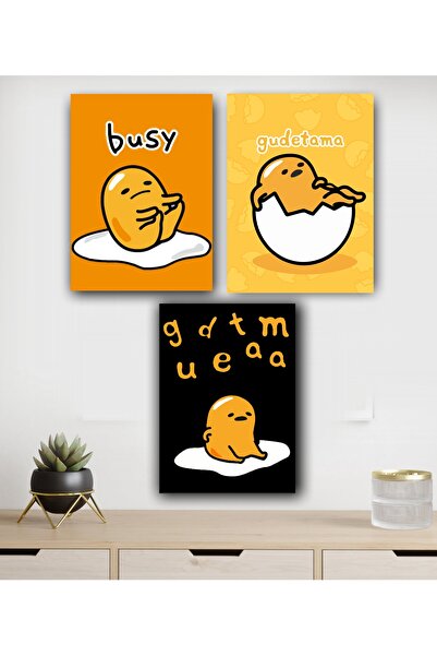 icase Gudetama Kuromi Set de 3 tablouri decorative de perete pentru ușă, conc...