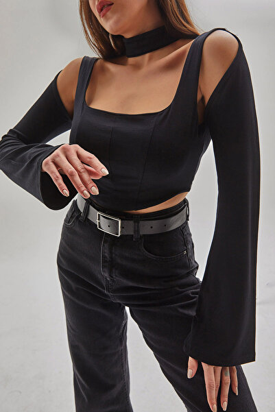 Bianco Lucci Dámská halenka s polovičním rolákem na ramenou60121004