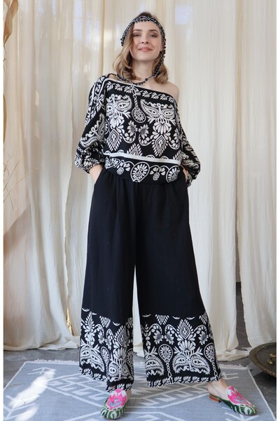 Su Koleksiyon Nepal Muslin & Viscose Blouse and Pantaloon Set