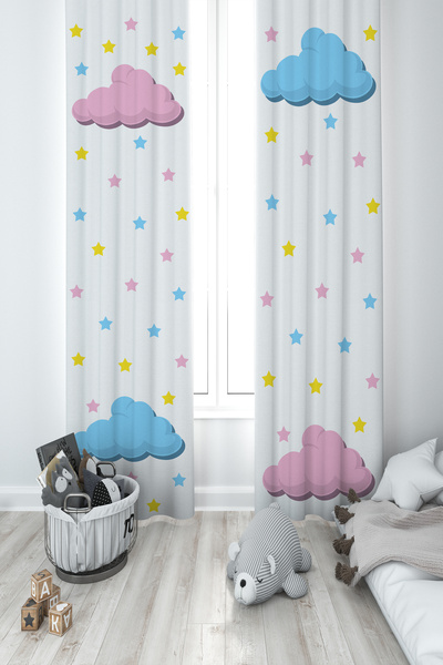 BAMBAŞKA MODA CAMERA BEBELILOR ȘI A COPIILOR Perdele de fundal cu 2 aripi, ro...