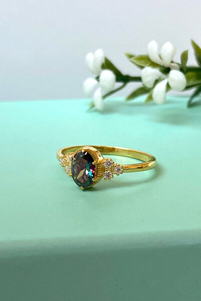 Mistik Topaz Taşlı Gümüş Vintage Yüzük