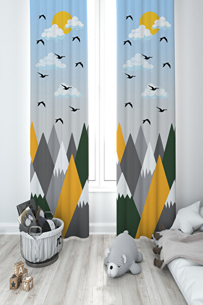 BAMBAŞKA MODA CAMERA PENTRU BEBEȘI ȘI COPII Perdele de fundal cu model de mun...